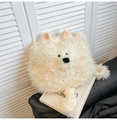 Graziosa borsa a tracolla in peluche bianco a forma di cane con orecchie rosa - Beige