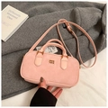 Pink faux suede crossbody pillow bag with top handles and adjustable strap - Without Pendant / Pink Without Pendant