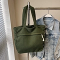 Bolso tote de pana verde oscuro para mujer con gran capacidad y diseño de hombro - Verde