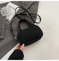 Minimalist black matte crossbody handbag with gold hardware and embossed bear text - Without Pendant / Black
