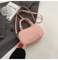 Pink crossbody square bag with embossed lettering and stylish golden metal hardware - Without Pendant / Pink