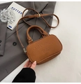Chic brown PU leather square crossbody bag featuring MAUDAI BEAR embossed lettering - Without Pendant / Brown