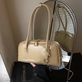 Sac à bandoulière en similicuir beige poli avec fermoir doré et logo de marque ciho - Kaki