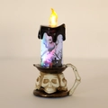 Halloween LED candle light with skull base and bone handle for spooky party decor - Ghost Style