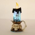 Halloween skeleton LED candle light with flame effect and skull base for spooky decor - Skeleton Style
