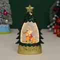 Grüne Weihnachtsbaum Schneekugel mit Weihnachtsmann und goldenem Sockel Dekor - Rentier-Reitender Weihnachtsmann / Grün