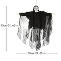 Esqueleto colgante de Halloween con túnica negra y dimensiones de 55cm para fiesta - Luz Sonido Columpio de Brazos Control de Sonido Pequeño Fantasma Colgante