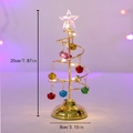 Sapin de Noël en spirale doré avec cloches colorées et étoile LED lumineuse au sommet - Petit Arbre en Spirale Doré Avec Clochettes Colorées