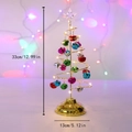 Veilleuse sapin de Noël en spirale dorée avec cloches colorées et étoiles LED - Grand Arbre en Spirale Doré Avec Clochettes Colorées