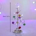 Sapin de Noël argenté à LED avec cloches colorées et étoile sur socle métallique - Petit Arbre en Spirale Argenté Avec Clochettes Colorées