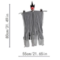 Décoration fantôme suspendu d'Halloween avec yeux rouges brillants et tissu gris déchiré - Fantôme Suspendu à Trois Têtes (Gris) / Gris