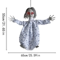 Halloween hanging doll with glowing red eyes and blue floral dress, 55x65cm size - PH-37 Glowing Sounding Sound Activated Ghost Doll