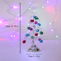Sapin de Noël spirale en métal avec cloches colorées et étoile sur un support argenté - Grand Arbre en Spirale Argenté Avec Clochettes Colorées