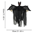 Teschio di pipistrello di Halloween 55cm con occhi rossi e decorazione in garza nera - Fantasma Pipistrello Volante Nero