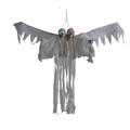 Halloween hangende dubbele spookkop met lichtgevende ogen en witte gescheurde vleugels - H-45 Gloeiende Dubbele Kop Grote Vleugel Geest Wit