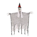 Detailed view of hanging Halloween ghost with skeletal hands and flowing black mesh - Black