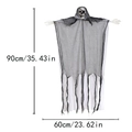 Halloween hanging skeleton ghost with pirate eye patch and grey gauze, size 90x60cm - Black