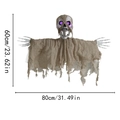 Halloween-Hängegeist Skelett mit leuchtenden lila Augen und braunem Sackleinen - Gelber Kriechender Geist