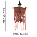 Fantasma de Halloween con gasa roja y sombrero puntiagudo, tamaño 90x60cm - Naranja