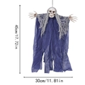 Halloween Geister-Hängedeko mit Totenkopf und lila Stoff, Größe 45cm mal 30cm - Blauer Hängender Geist Mit Saugnapf (PL-025)