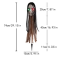 Luminous Halloween skeleton skull yard stake with glowing eyes and tattered shroud decor - Gradient Glowing Long Hair Skull Female Ghost Stake