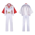 Weißer Elvis-Anzug mit rotem Umhang und bunten Mustern für Bühnenauftritte - S / Weißer Stil