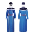 Set costume cosplay Juvia Lockser di Fairy Tail in blu con abito, cappello e cintura rossa - S / Stile Blu Juvia