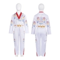 Witte Elvis-stijl jumpsuit voor kinderen met adelaarprint en gouden sterren - Kinderen 110 / Kinderen / Wit