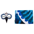 Panoplie déguisement oiseau avec châle ailes bleues réalistes et masque en tissu assorti - Taille Unique Enfant / Ailes Bleu Foncé (Avec Masque)