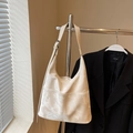 Minimalist cream white hobo bag with marble texture and adjustable shoulder strap - Off-white Without Pendant