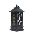 Decorative black Halloween wind lantern featuring skeleton and ghost prints for party decor - Skeleton