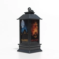 Halloween portable lantern featuring spooky pumpkin and bat motifs with a top metal ring - Bat & Pumpkin