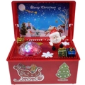 Boîte à musique de Noël électrique avec Père Noël et boule lumineuse colorée - Boîte à Musique Ascendante Électrique / Rouge