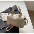 Beige Boston handbag with SOLTIVATOR embossing and detachable gold-toned strap - No Pendant / Off White