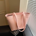 Borsa tote in pelle rosa chiaro di grande capacità con doppi manici e luce naturale - Rosa