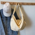 Minimalistische cremefarbene Canvas Umhängetasche mit großem Fassungsvermögen - Cremeweiß