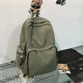 Minimalist olive green backpack with large main compartment and front zipper pocket - Green