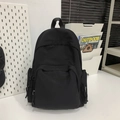 Sac à dos noir minimaliste en nylon à grande capacité pour étudiante et travail - Noir