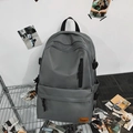 Dark grey durable large capacity laptop backpack with multiple pockets and straps - Gray