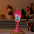 Roze Kerst lantaarn nachtlampje met besneeuwde boom en glinsterende sneeuwvlokjes - Muzikale Waterlantaarn met Licht / Roze kerstboom
