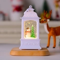 Détail d'une lanterne de Noël blanche avec bonhomme de neige et paillettes d'eau - Bonhomme de Neige Blanc