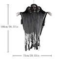 Halloween Skelett Deko mit drei Köpfen und grauem Gaze, Maße 100x75cm für Party - Schwarz