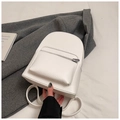 Chic white pebble leather mini backpack with front zip pocket for casual daily travel - White