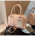 Borsa bowling rosa lucida con fessura per carte trasparente e tracolla rimovibile - Rosa Chiaro