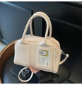 Borsa bowling rosa lucida con scomparto per carta orsetto e tracolla rimovibile - Bianco