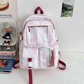 Sac à dos blanc et rose avec calligraphie chinoise et bretelles rouges stylées - Rose