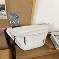 Borsa a tracolla bianca di grande capacità con cinturino nero e stile giapponese - Bianco