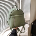 Sage green mini fashion backpack in pebbled leather finish with metallic hardware - Green