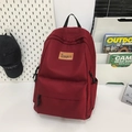 Minimalist burgundy laptop backpack for students with a durable nylon finish - Red