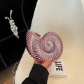 Pink purple nautilus shaped evening clutch with metallic finish and gold chain strap - Pink